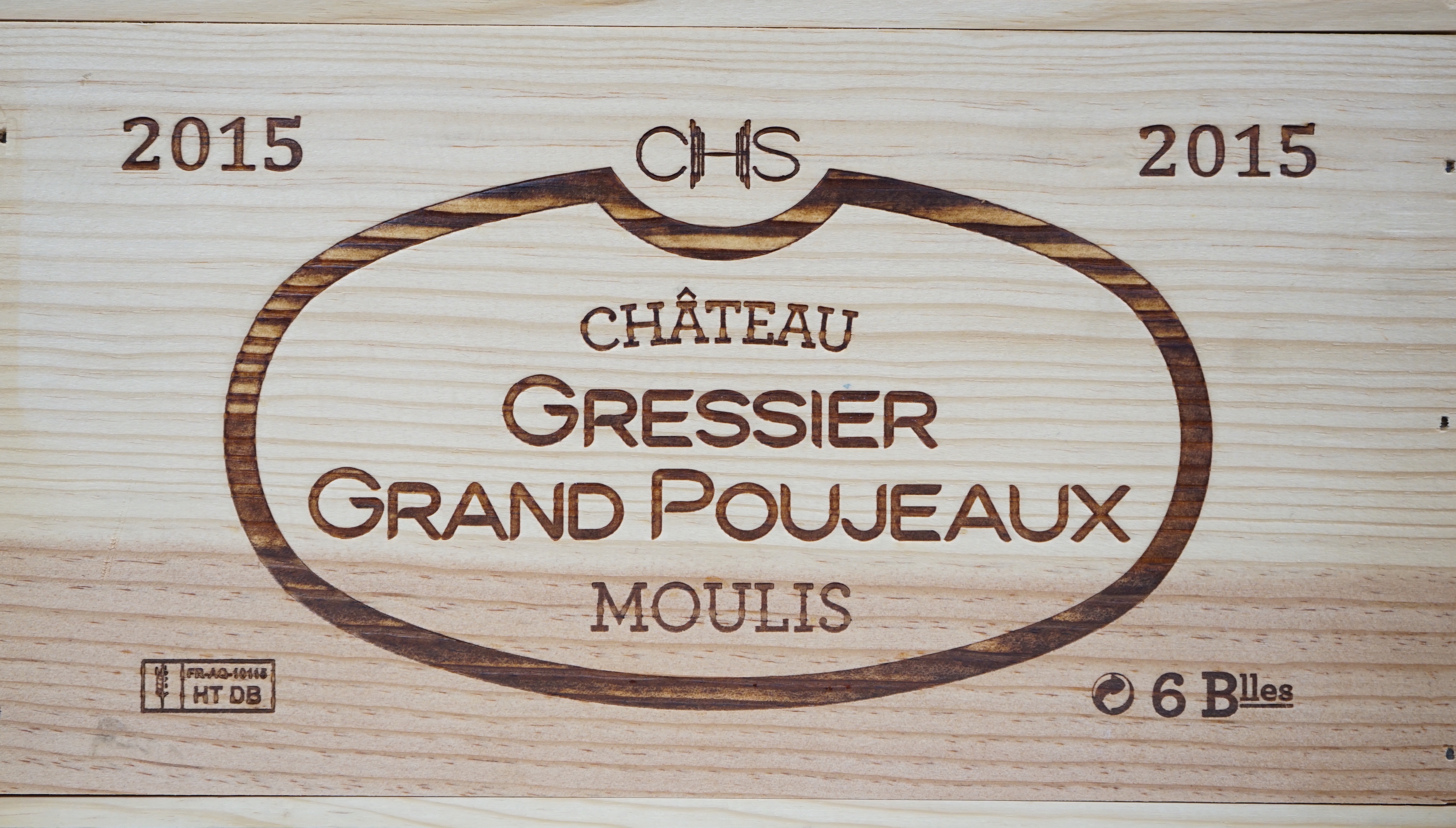 A case of 6 bottles of Chateau Gressier Grand Poujeaux, Moulis 2015